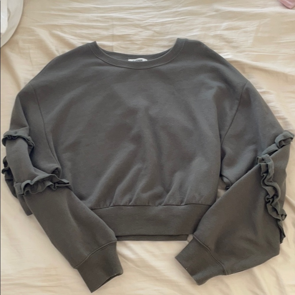Garage Green/Grey Ruffle sweater